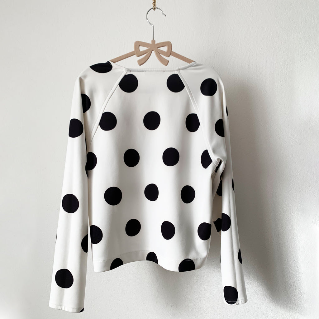 White with Black Dots Mesh Top