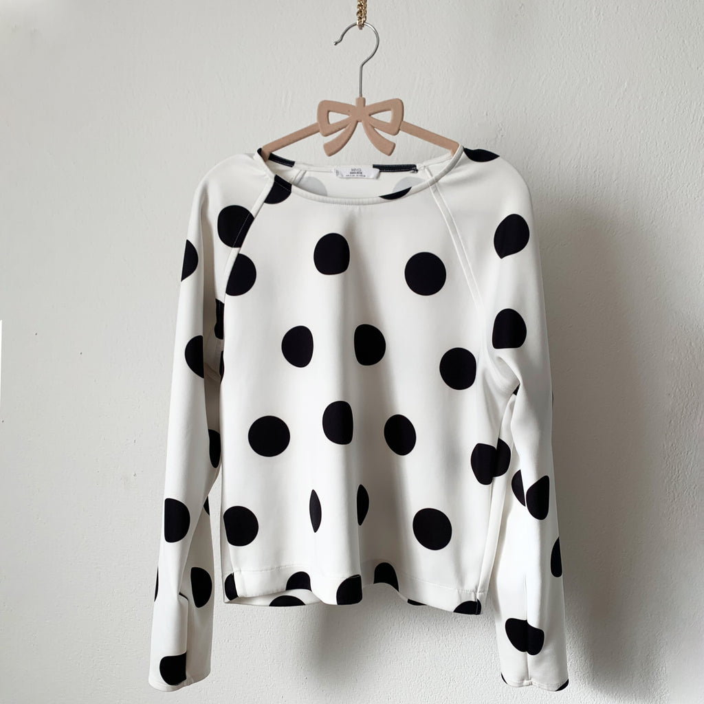 White with Black Dots Mesh Top