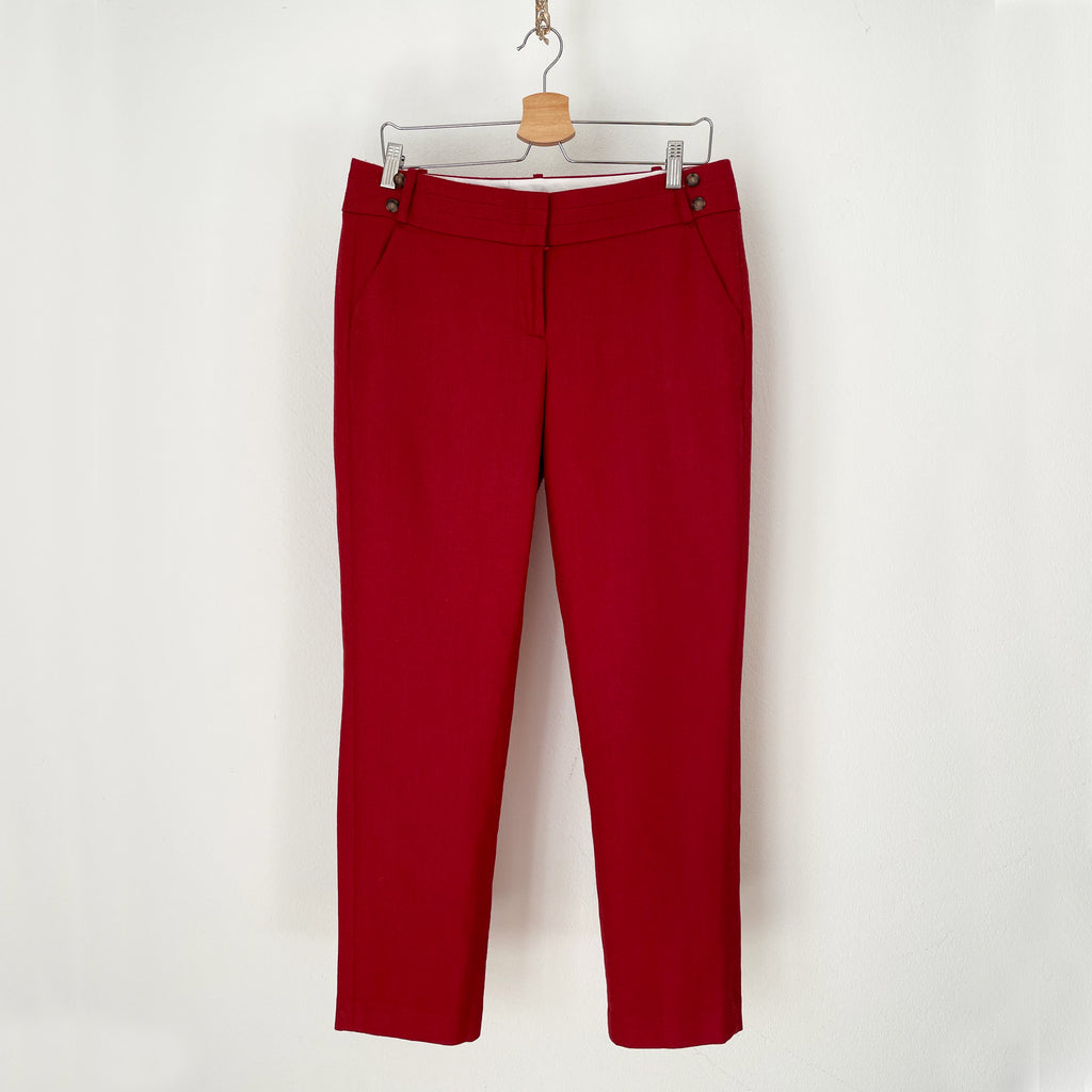 Red Straight Leg Suit Trouser