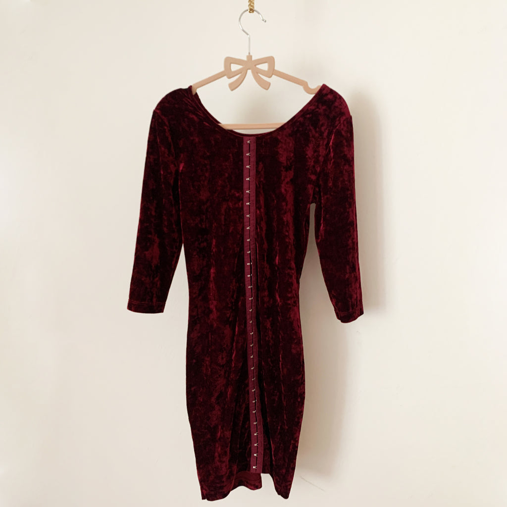 Dark Red Velvet Mini Dress