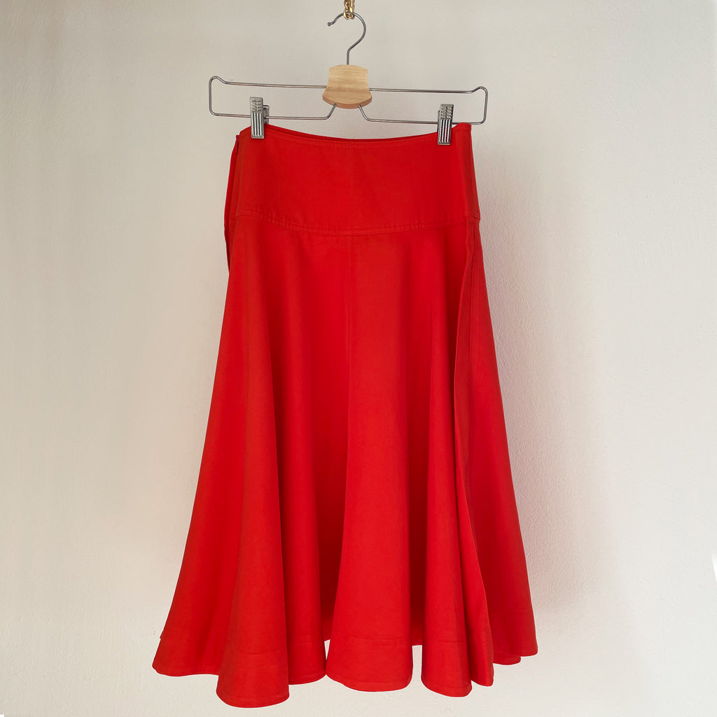 Flowy Red Midi Skirt