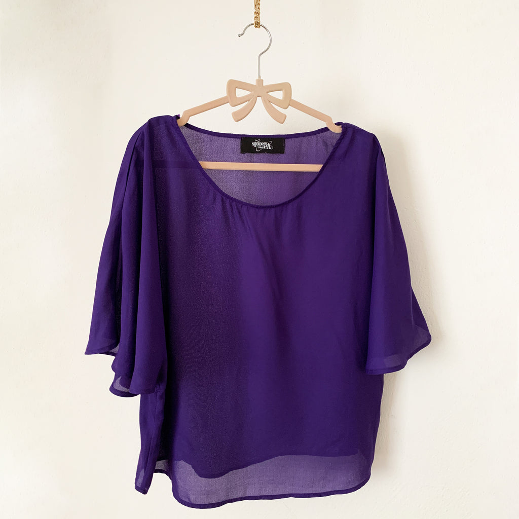 Purple Bell Sleeve Blouse