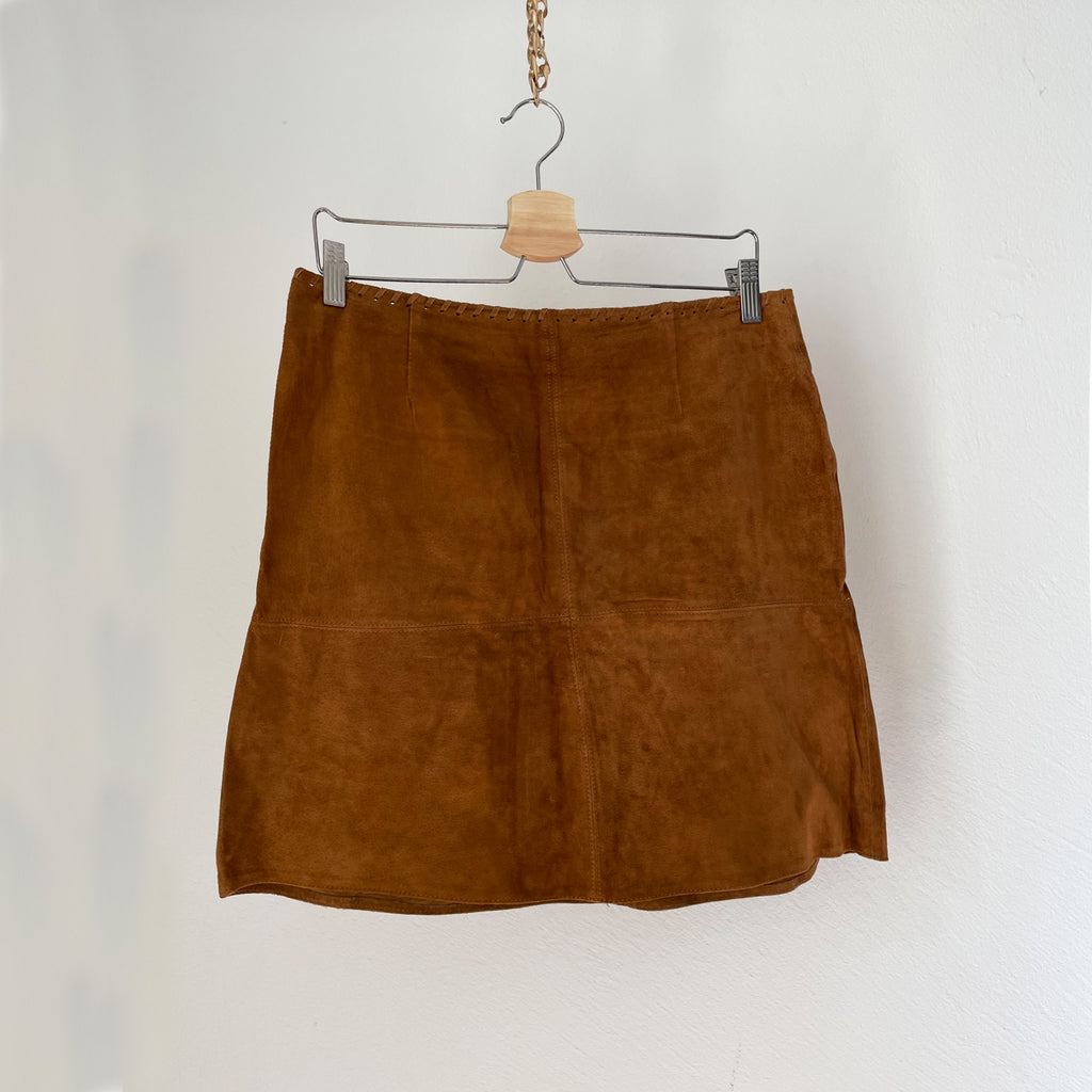 Brown Faux Leather Mini Skirt